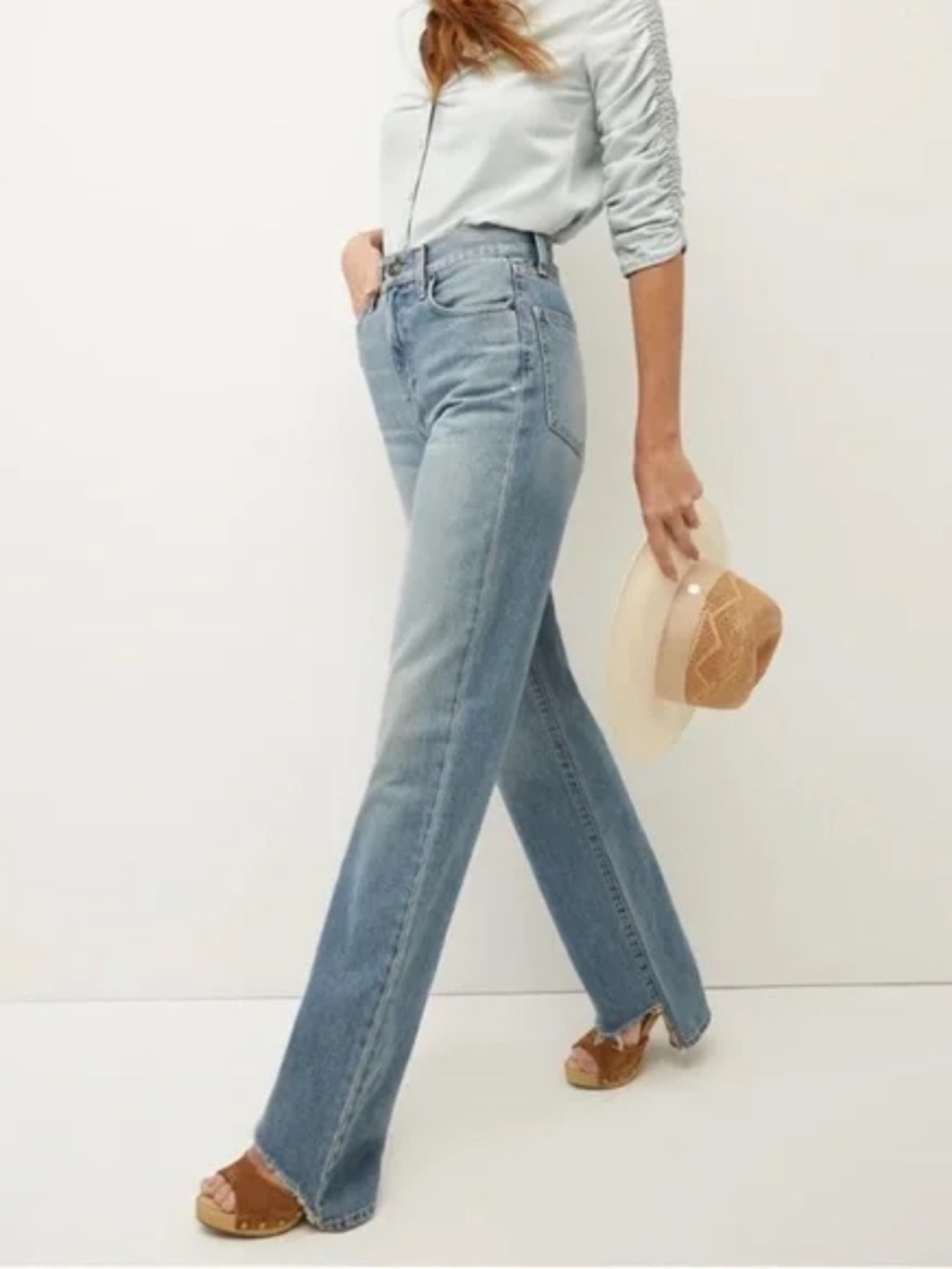 NWT Veronica Beard Dylan Straight Leg Step Hem Jeans in Sunset Pier Size 24